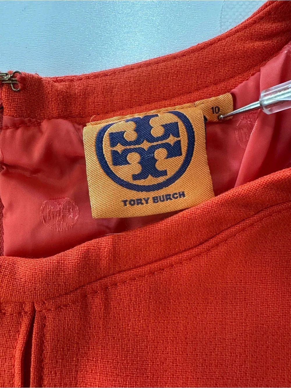 TORY BURCH  Mariel Sleeveless Marmalade Color  Dress Size 10 Wool Blend